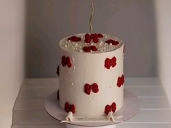 Red ribbon cake